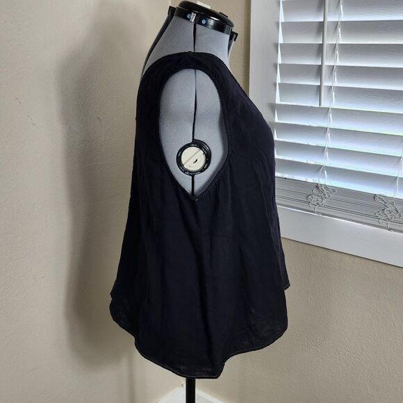 Johnny Was Calme Black Double V-Neck Cotton Drape Tank XXL NWT - Picture 4 of 13